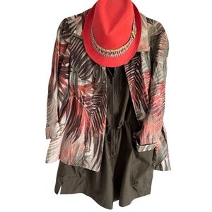 “Chico’s” Blazer Cardian Tropical Resort Print in Earth Tones